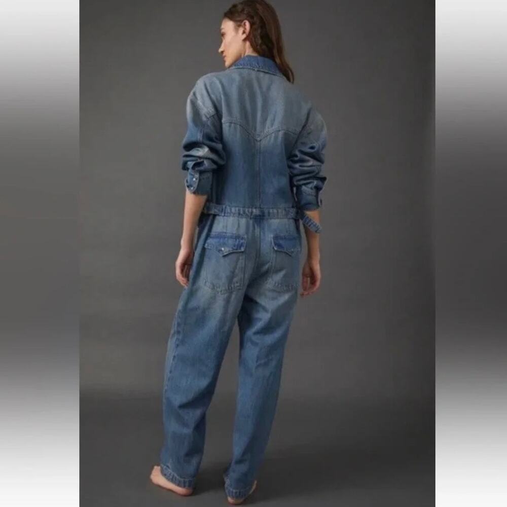Free People We The Free Townes Denim Jumpsuit - Coverall - Blue - Size XS - Picture 2 of 12